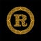 Premium, elegant capital letter R in a round frame is made of floral ornament. Baroque style.Elegant capital letters set