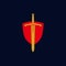 Premium elegant sword and shield logo. heraldic knight sword shield symbol icon