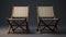 Premium Folding Chairs With Wood And Wicker - Set Of 2
