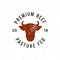 Premium fresh beef label. retro styled meat shop emblem. vector illustration
