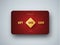Premium gift card template with a golden square on a red