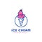 Premium ice cream cone scoop logo icon in monoline simple style vector