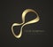 premium infinity abstractive logo design, modern curved gold symbol, icon, trade mark, branding logo style, with two smooth