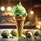 Premium Italian Pistachio gelato, frozen dessert made with high-quality ingredients