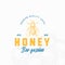 Premium Local Honey Sign, Symbol or Logo Template. Hand Drawn Bee Sketch with Retro Typography. Vintage Emblem with a