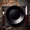 Premium luxury black stoneware, elegant place setting for fancy meal