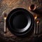 Premium luxury black stoneware, elegant place setting for fancy meal