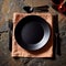 Premium luxury black stoneware, elegant place setting for fancy meal