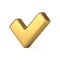 Premium metallic golden diagonal checkmark done ok good confirm badge realistic 3d icon vector
