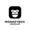 Premium minimalism black monkey box head vector logo icon illustration design