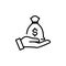 Premium moneybag icon or logo in line style.