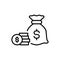 Premium moneybag icon or logo in line style.