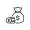 Premium moneybag icon or logo in line style.