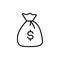 Premium moneybag icon or logo in line style.