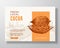 Premium Natural Cocoa Beans Label Template. Abstract Vector Packaging Design Layout. Modern Typography Banner with Hand