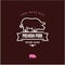Premium pork vector line label, pig icon, meat