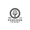 Premium poseidon trident on the circle vector black logo design
