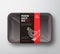 Premium Quality Chicken Meat Package and Label Stripe. Abstract Vector Food Plastic Tray Container with Cellophane Cover