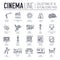 Premium quality cinema industry thin line design set. Filming minimalistic symbol pack. Outline movie technology