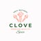 Premium Quality Clove Abstract Vector Sign, Symbol or Logo Template. Clove Spice Sillhouettes with Retro Typography