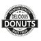 Premium quality delicious donuts made fresh badge stamp