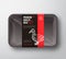 Premium Quality Duck Meat Package and Label Stripe. Vector Food Plastic Tray Container with Cellophane Cover. Packaging