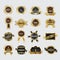 Premium quality golden laurel wreath icons set