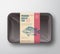 Premium Quality Pangasius. Abstract Vector Fish Plastic Tray with Cellophane Cover Packaging Design Label. Modern