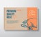 Premium Quality Pork Vector Meat Packaging Label Design on a Craft Cardboard Box Container. Modern Typography and Hand