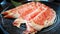 Premium raw shabu shabu japanese beef sliced on plate