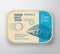 Premium Seafood Aluminium Container with Label Cover. Retro Vector Canned Packaging Design. Modern Typography and Hand