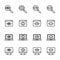 Premium set of observation or monitoring line icons.