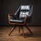 A premium standard executive chair made of leather and cedar wood material.