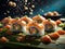 Premium sushi roll, nigiri, sashimi, Japanese cuisine, for advertising