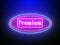 Premium text glowing neon button with reflection