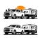 Premium Truck tow caravan vector illustration.