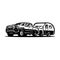 Premium Truck Tow Trailler Caravan Silhouette Monochrome Vector Isolated