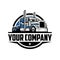 Premium Trucking Company 18 Wheeler Semi Truck Circle Emblem Logo