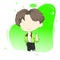 Premium vector l flat character design boy cute manga cartoon korean.