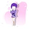 Premium vector l flat character woman cute manga cartoon korean.