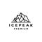 premium vintage Ice Peak Logo Vector, modern mountain badge Symbol and icon, creative Design Company For adventure and traveling