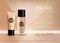 Premium VIP cosmetic ads, promotion make-up foundation for sale. Elegant beige BB face cream, lotion tube and glass