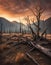 Premonition of Desolate Nature Scene, created with Generative AI technology