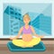 Prenatal Breathing Meditation Flat Illustration