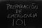 PreparaciÃ³n De Emergencia 101 On A Blackboard.  Translation: Emergency Preparation 101