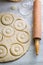 Preparation for baking sweet homemade donuts