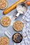 Preparation of baskets of dough for onion mini pies