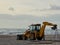 Preparation of the beaches for the Easter and Summer holidays. San Juan beach, Alicante, Spain