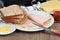 Preparation of a croque-monsieur with its ingredients