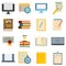 Preparation for exams icons set flat vector isolated